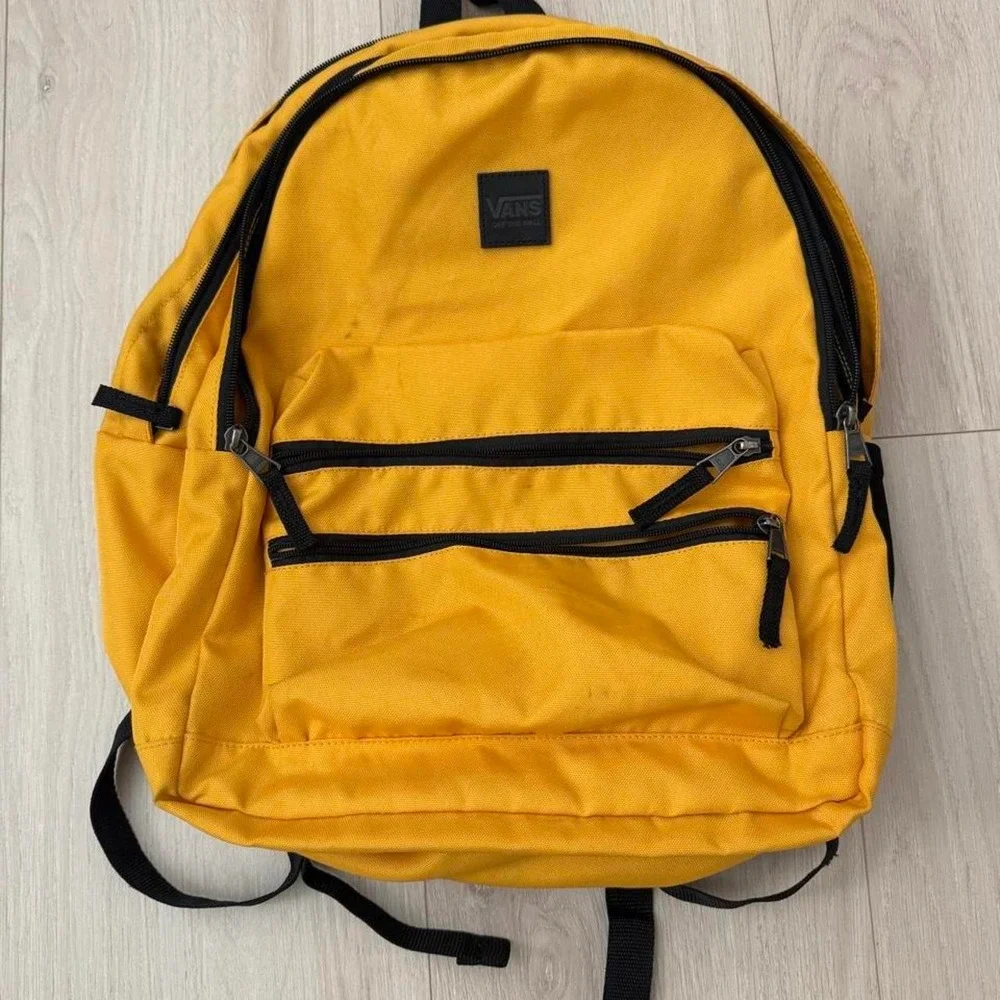 Vans Off The Wall Yellow Backpack Black Accents Streetwear Skate Bag